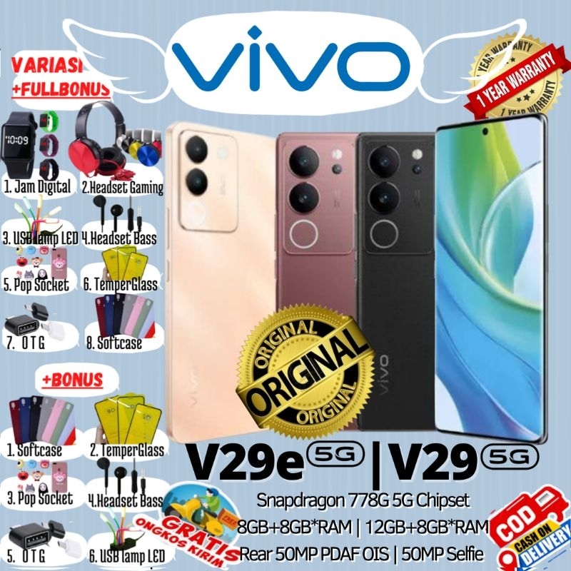 VIVO V29 5G | V29e 5G | V27e BARU RAM 8/256GB - 12/512GB - OIS CAMERA 100% ORI GARANSI RESMI