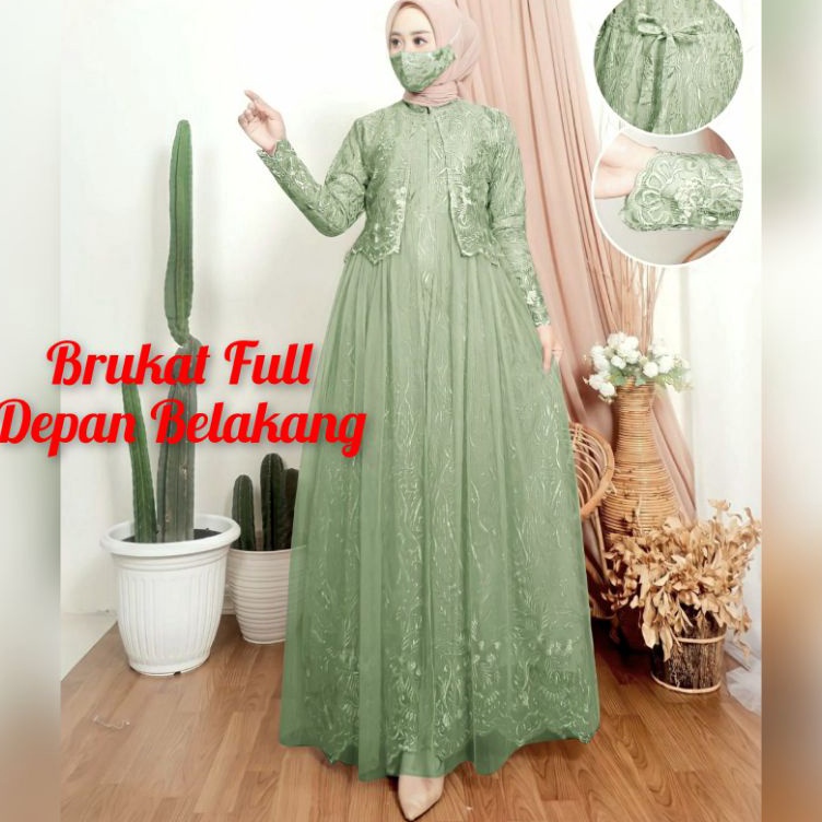 Maudy Gamis Baru Brukat Premium Full Layer Depan Dress Seragam Pesta Kondangan Remaja Dewasa Wanita 