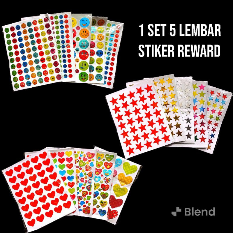 

(1 PACK 5 LEMBAR) STIKER REWARDS SMILE, BINTANG , LOVE