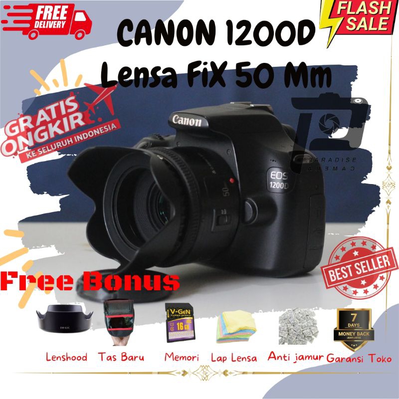 Canon 1200D lensa Fix 50 Mm Mulus bagus Bonus banyak