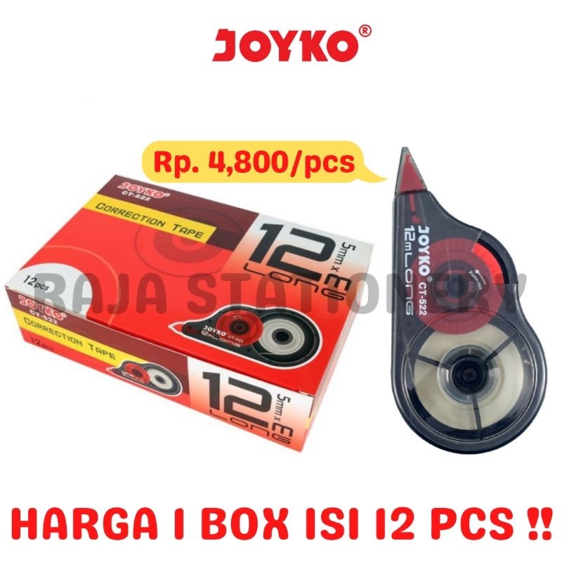 

GROSIR JOYKO CORRECTION TAPE 12M CT522 TIPEX KERTAS JOYKO TIPX TIP X CT-522 1 BOX [12PCS] murah