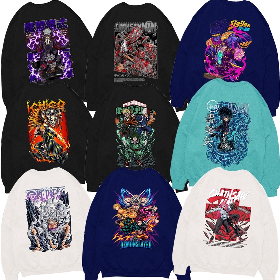 Terlaris..!! Sweater Crewneck Asta Devil Black Clover Sweater Chainsaw Man Makima Crewneck Dabi My H