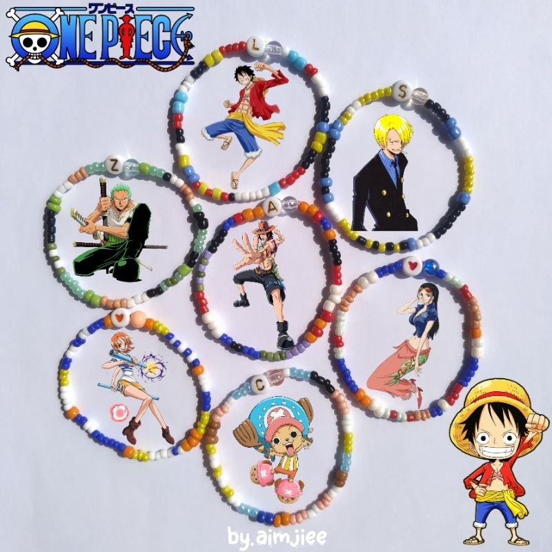 One Piece Gelang Manik-manik Monkey D. Luffy Roronoa Zoro Nami Sanji Nico Robin