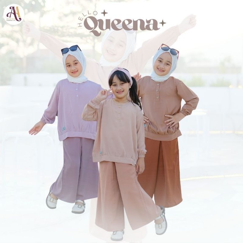 ONESET QUEENA A2 KIDS | ONE SET HIJAB ANAK MUSLIMAH PEREMPUAN