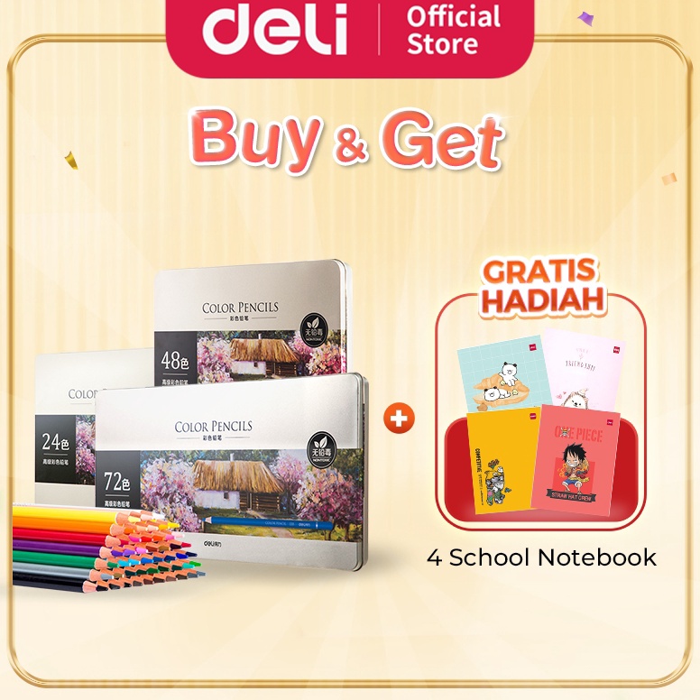 

EK71J988 Deli High-grade Oil Pencil Color Pensil Warna Minyak 48/72 Warna 6567 6568 etb8c