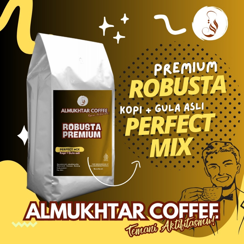 

Robusta Premium Perfect Mix KOPI MURNI + GULA ASLI almukhtarcoffee