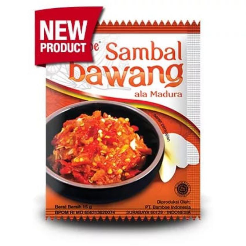 

Bamboe SAMBAL BAWANG sachet 15g | Sambal Bawang Kemasan Sachet Merk Bamboe | Sambal Bawang ala Madura