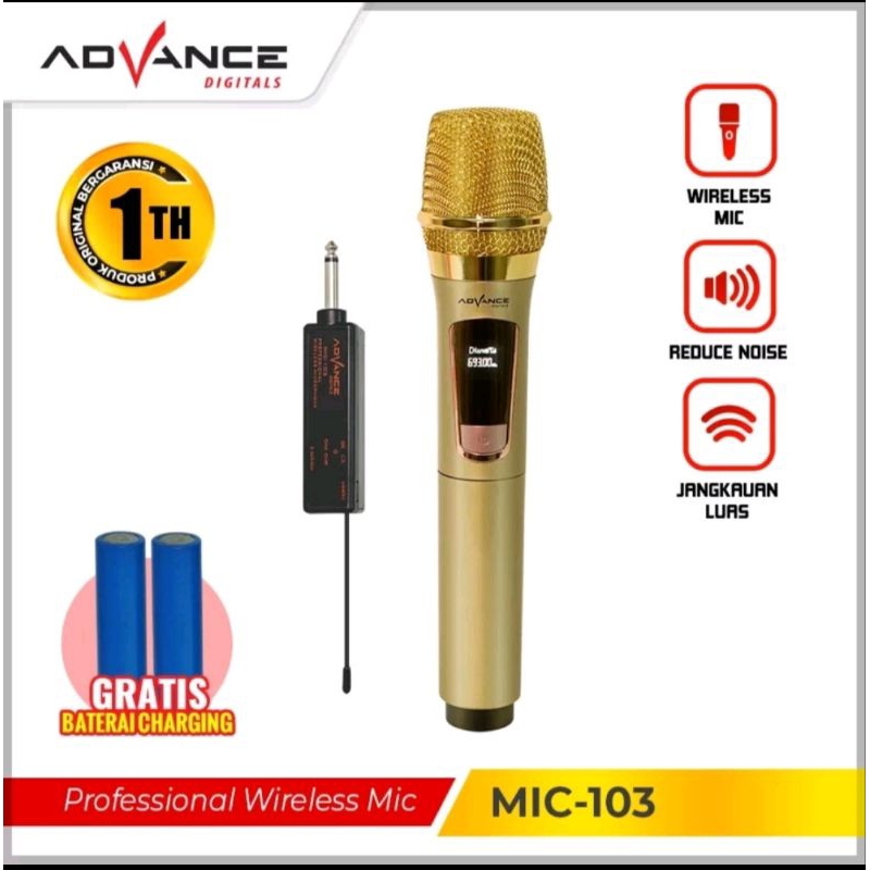 Mic Wireless Advance 103 Gold Bisa Dicas / Mic Bluetooth Cas Advance 103