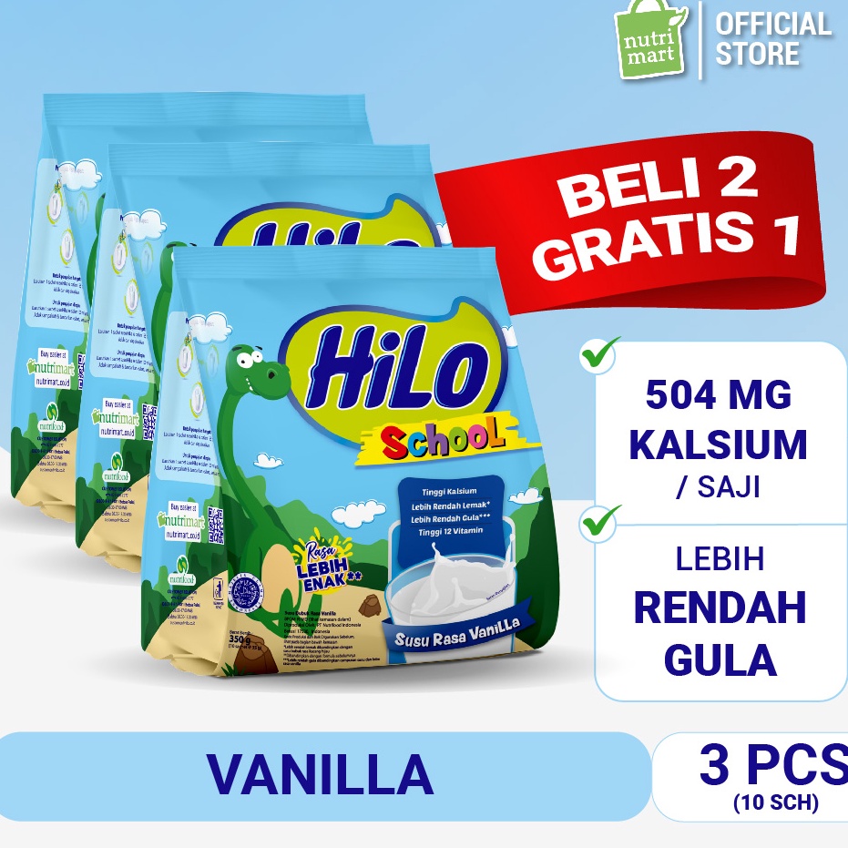 

LYMH1022 (COD )NEW_PRODUCT Triple Pack - HiLo School Gusset Vanilla 10 Sachet - Susu Tinggi Kalsium Lebih Rendah Lemak