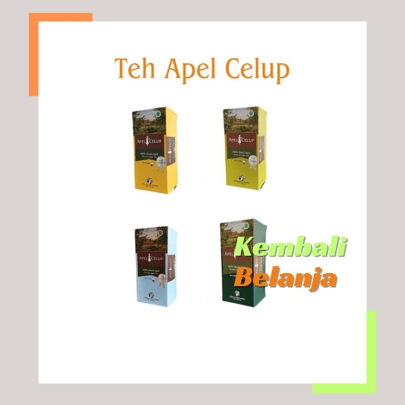 

Teh Apel Celup Original/ Cinnamon/ Peppermint/ Lemon/ Teh Buah Apel/ Apple Tea/ Teh Sehat/ Sari Apel