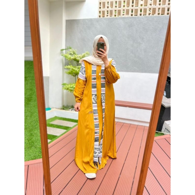 Gamis/Dress Ori twill uniqlo Motif etnik troso (NADHEEFA)