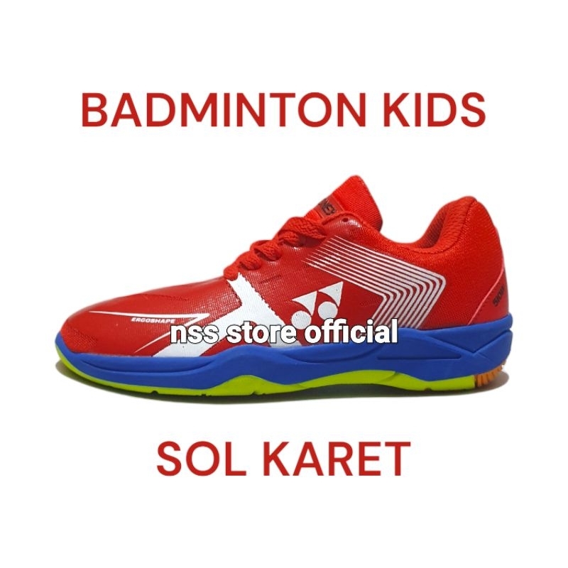 sepatu bulutangkis anak sol karet anti licin / sepatu badminton anak laki laki anak perempuan / sepa
