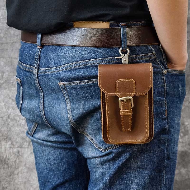 Tas Pinggang Pria Kulit Asli - Tas Pinggang Hp Kulit - Dompet Pinggang Hp Pria Kulit Asli - Tas Domp