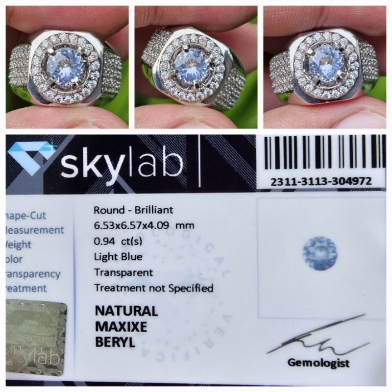 Natural Blue Maxixe Beryl Top Luster Memo 0.94 crt