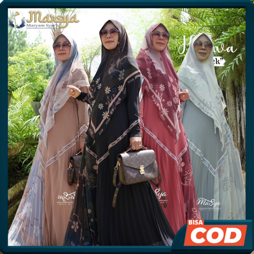 HALWA Set Gamis Dress Ceruty Babydoll Printing Premium Syari Branded Merah Maroon - Pink - Abu - Cok