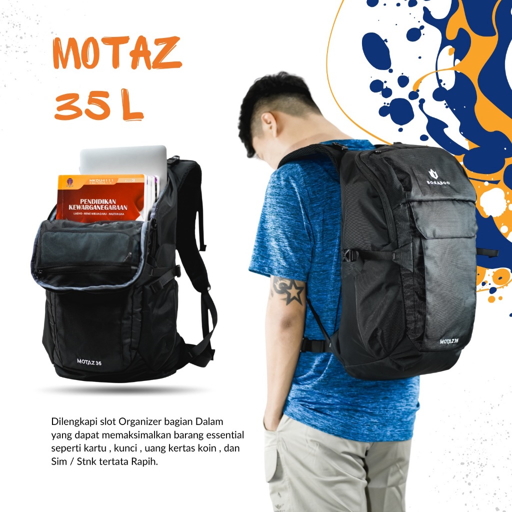 BOGABOO Seri MOTAZ 35 Liter DAYPACK - TAS BACKPACK - TAS SEKOLAH - TAS KANTOR - TAS LAPTOP - TAS RAN