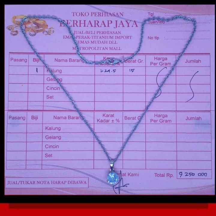 YHFK2130 TERMURAH Kalung rantai emas putih 24k (N1) berat 15gram asli ada surat dari toko