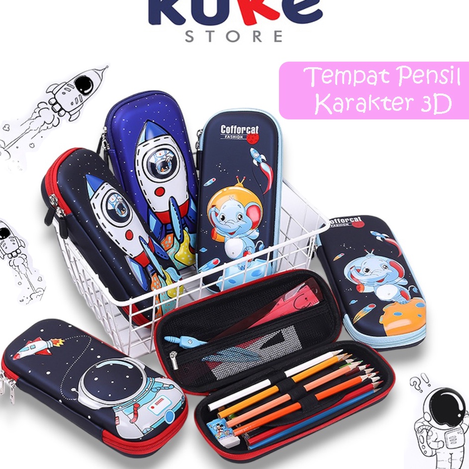 

KUKE Tempat Pensil Anak Sekolah 3D/Tempat Pensil Anak Sekolah Bahan Eva Anti Air/Kotak Pensil Karakter Timbul/Kotak Pencil Kartun 3D Timbul