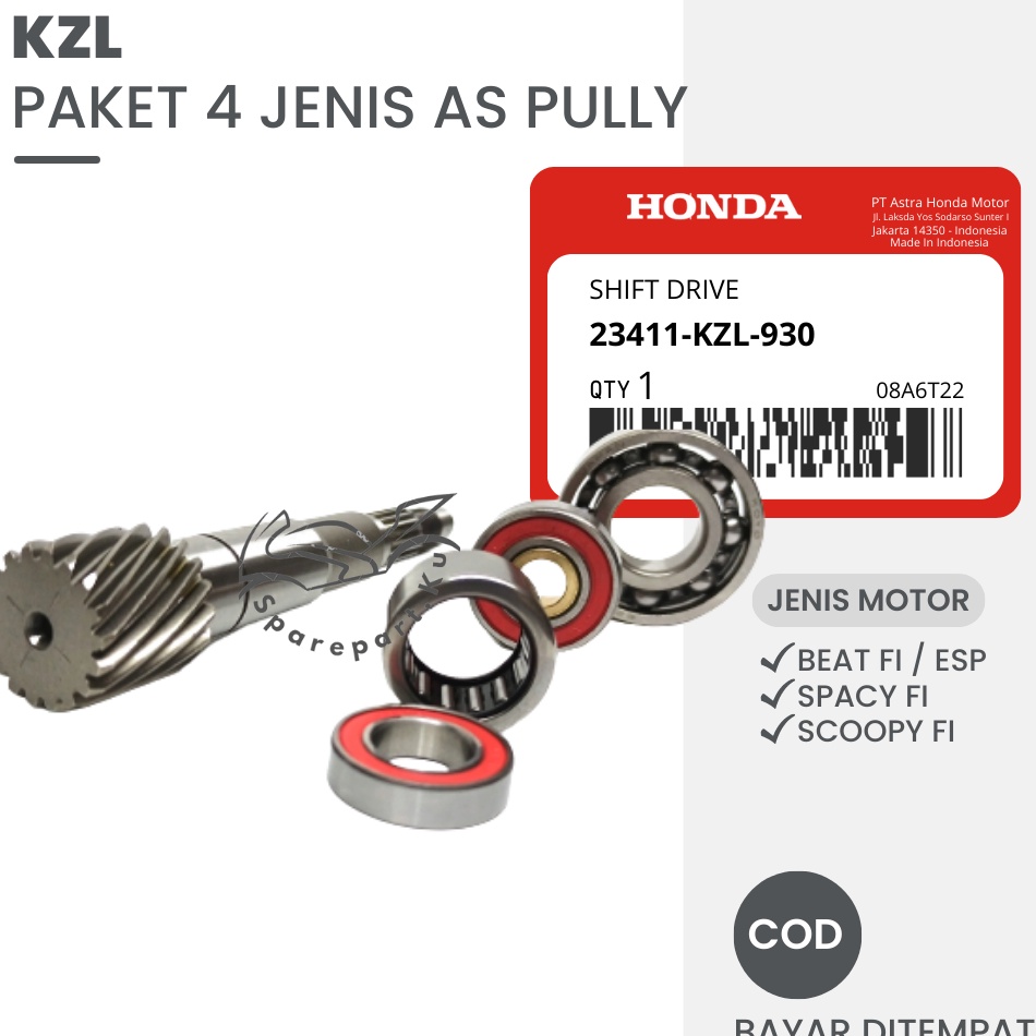 PALING DICARI (HEMAT) 4 JENIS PAKET AS PULI CVT BEAT FI + BEARING CVT KUNINGAN + BERING PULI BELAKAN