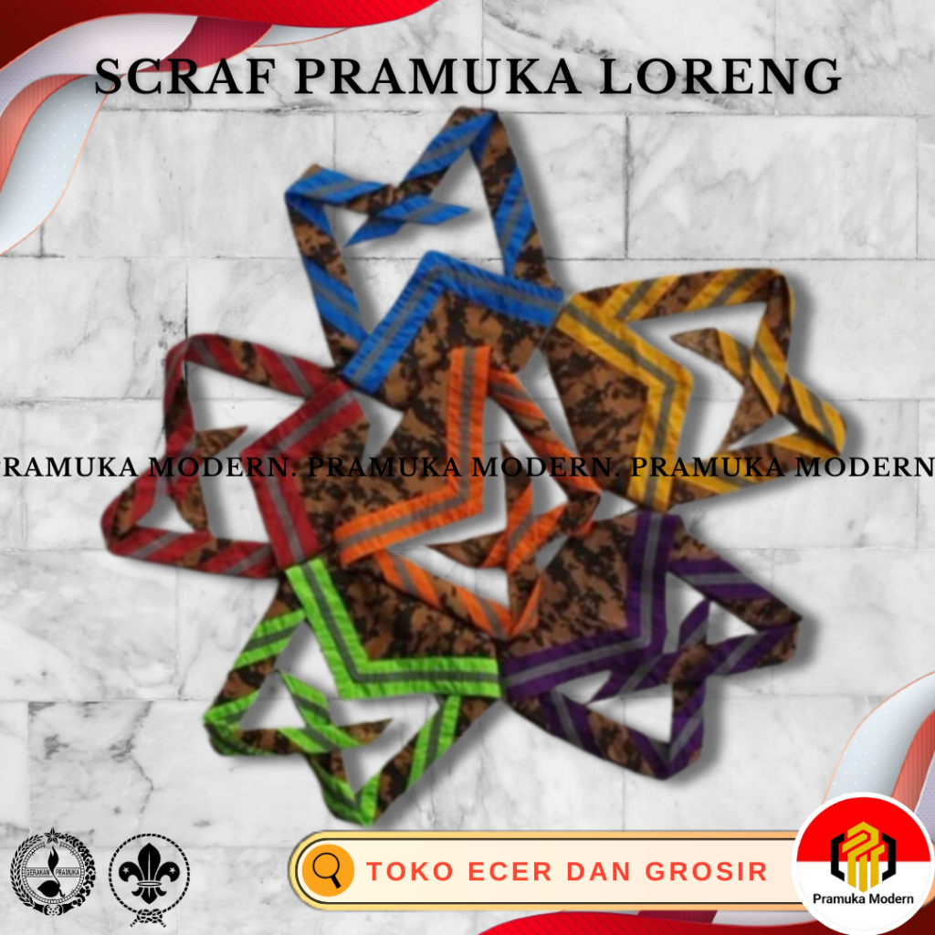 Scraf pramuka loreng / scraf pramuka doreng / scarf loreng nyala bijian