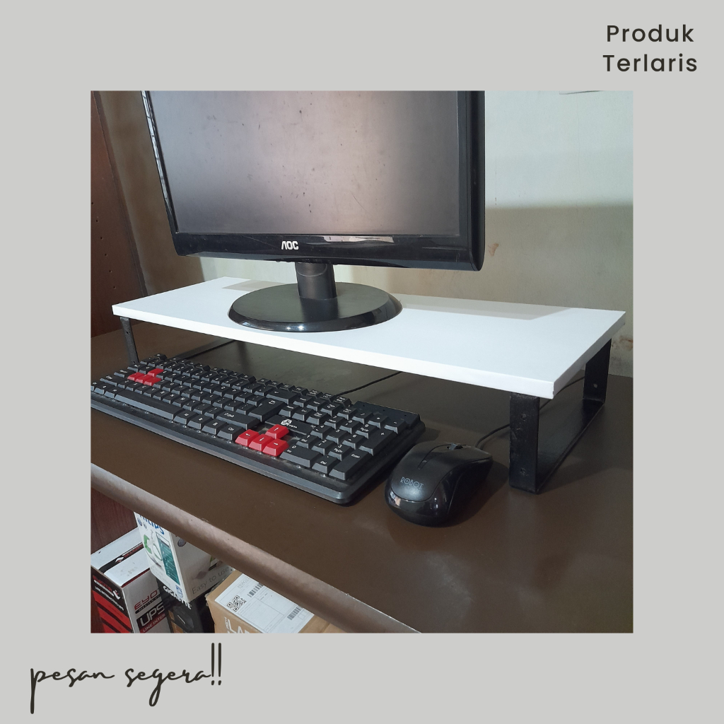 Stand Dudukan Monitor Komputer Laptop Lcd Kaki Besi