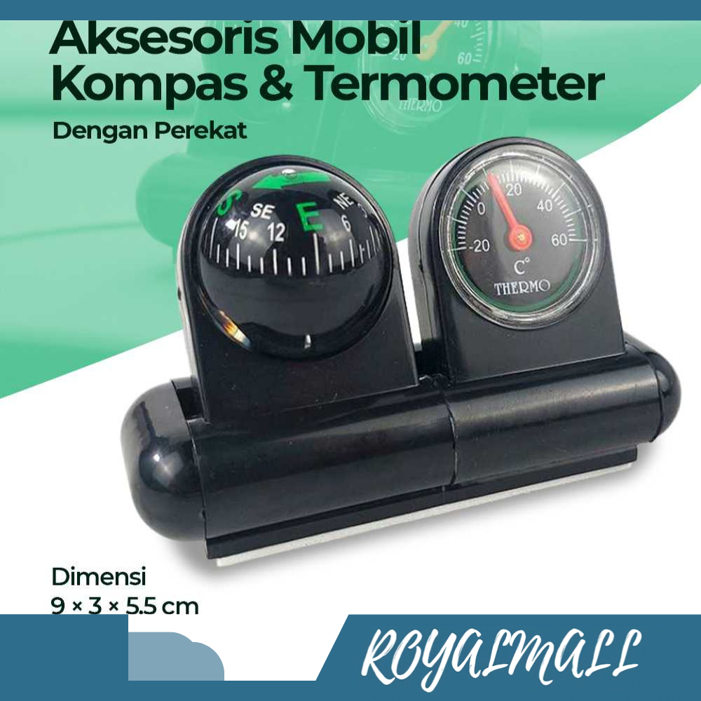 Kompas Mobil Car Compass & Thermometer / Kompas Arah Mata Angin Ukur Bidik Navigasi Navigator Termom