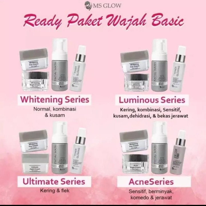MS GLOW PAKET-MS GLOW PAKET WHITENING / LUMINOUS/ ULTIMATE / ACNE / PAKET KRIM PENCERAH/ PAKET MS GL