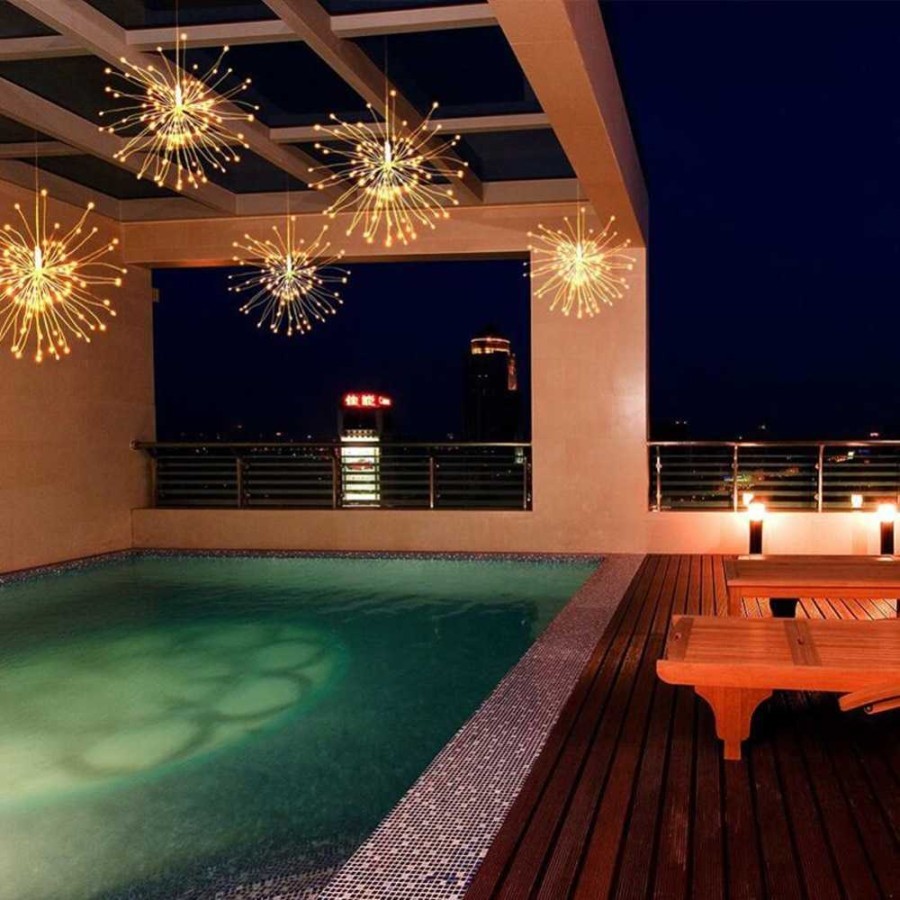 Lampu Led Gantung Taman Outdoor Cafe Model Petasan Kembang Api Natal