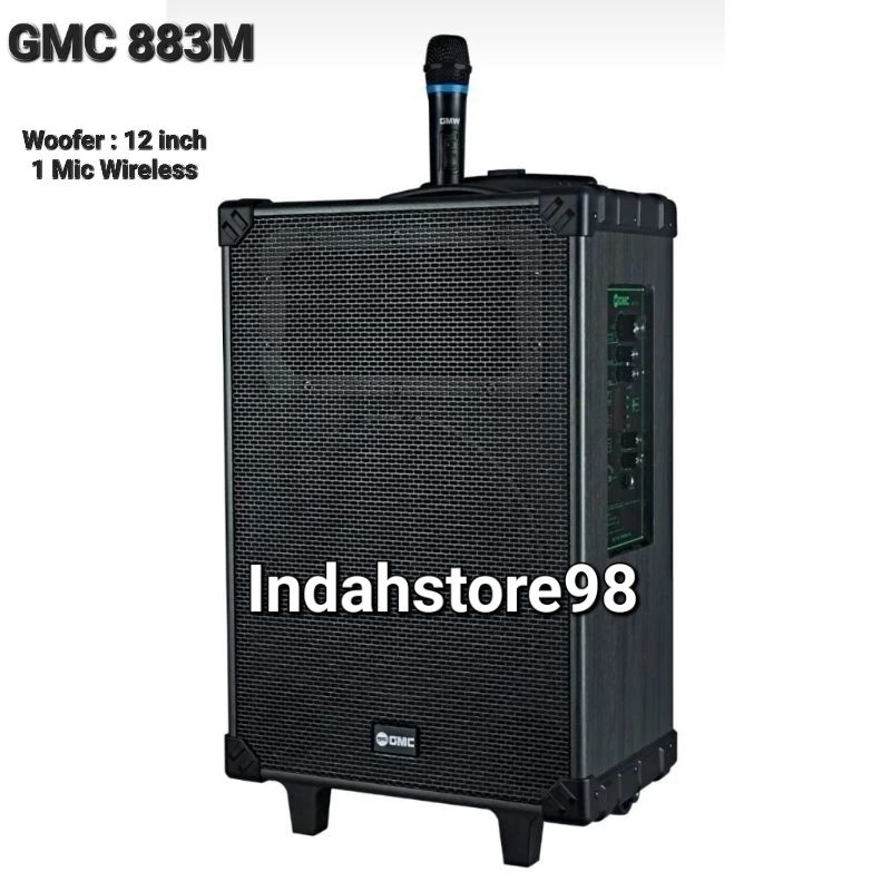 Speaker Portable 12 inch GMC 883M Bluetooth Karaoke 2 Mic Wireless Original GMC 883H