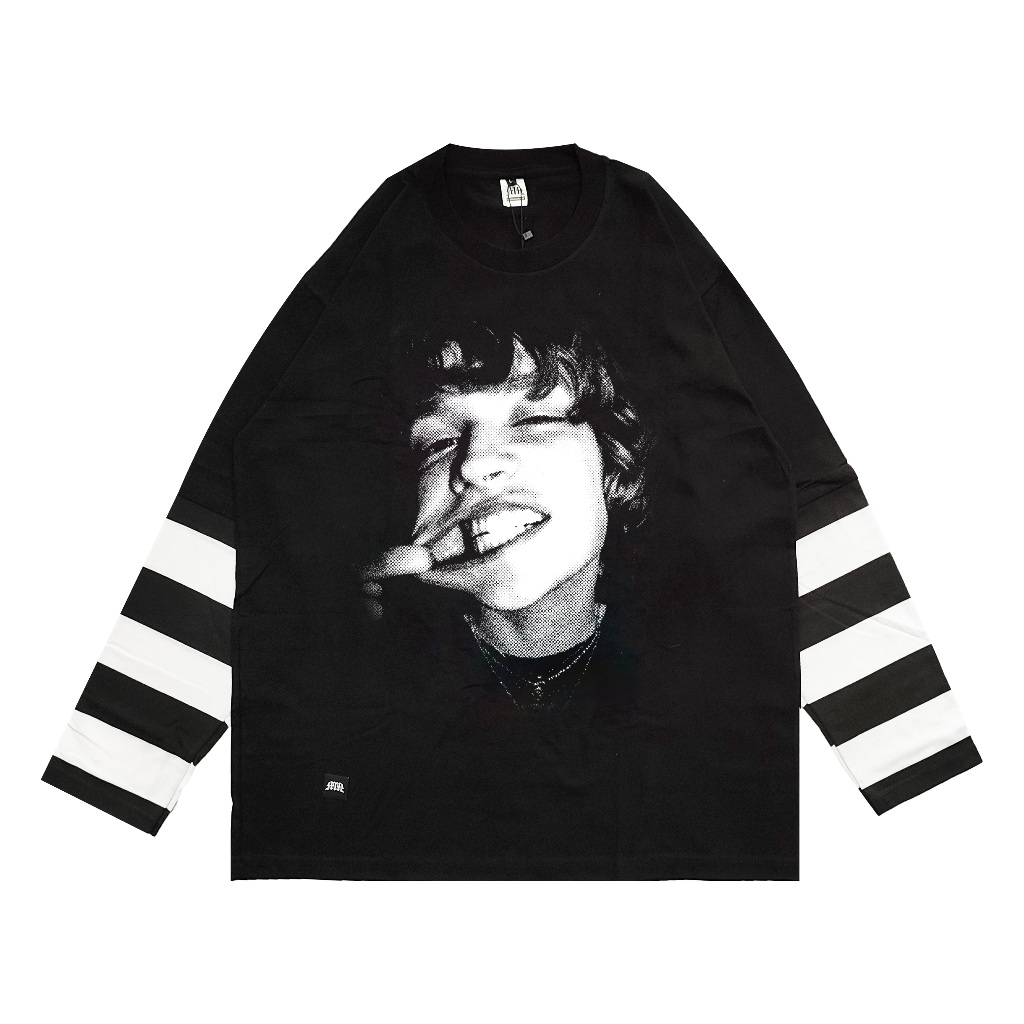 Metamorfosis Clothing - Longsleeve Oversized Tshirt Double Layer Richard Black Cotton Combed 24s / S