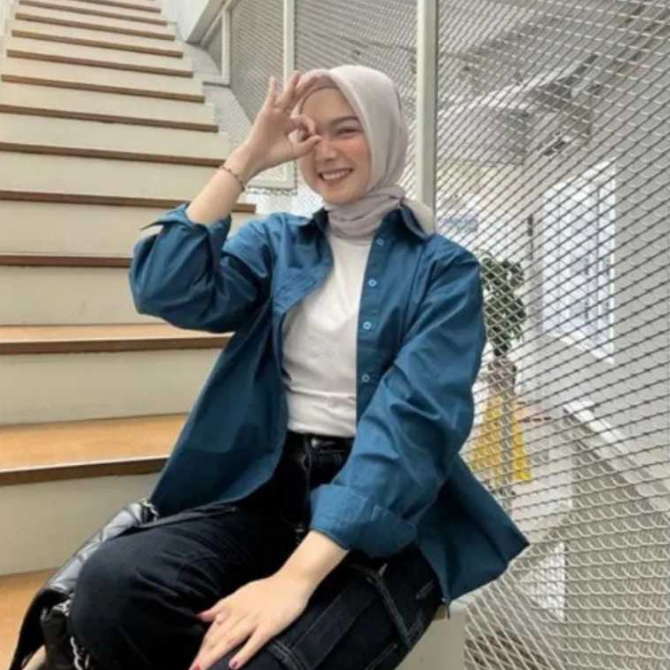 Kemeja Oversize Linen Wanita LD 135cm / Atasan Wanita Olivia Shirt