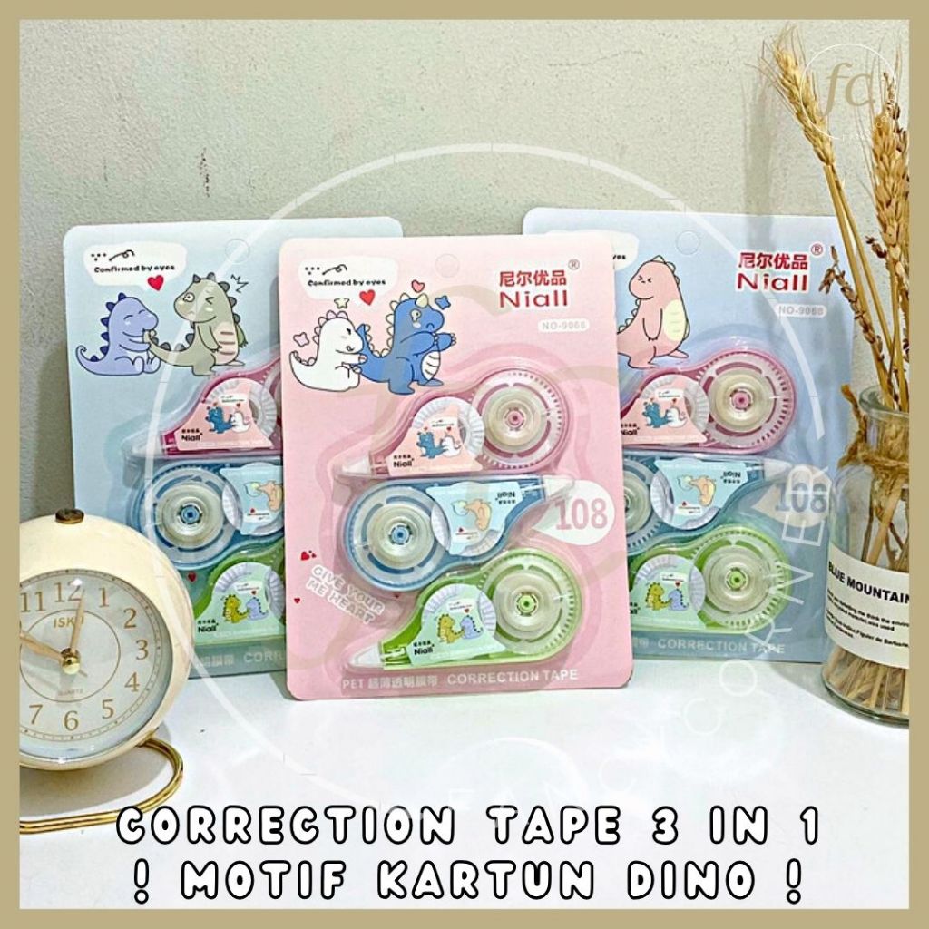

Set 3 in 1 Tipe X / Correction Pen / Tipex / Tip-Ex / Tape Pita Penghapus Pulpen Lucu Anak Karakter Niall Monster Dino Kids Dinosaurus Dinosaur T-Rex Cute Animal No. 9068 CT-1047 Souvenir Hadiah Harga Grosir Ready COD