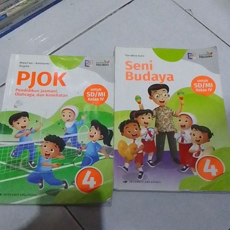 buku pelajaran kelas 4 SD Erlangga pjok dan seni budaya kurikulum merdeka