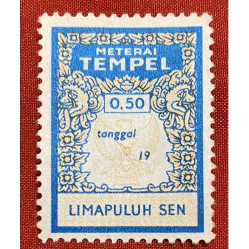 

1 potong materai tempel kuno 50 SEN tahun 1960-1970 ASLI