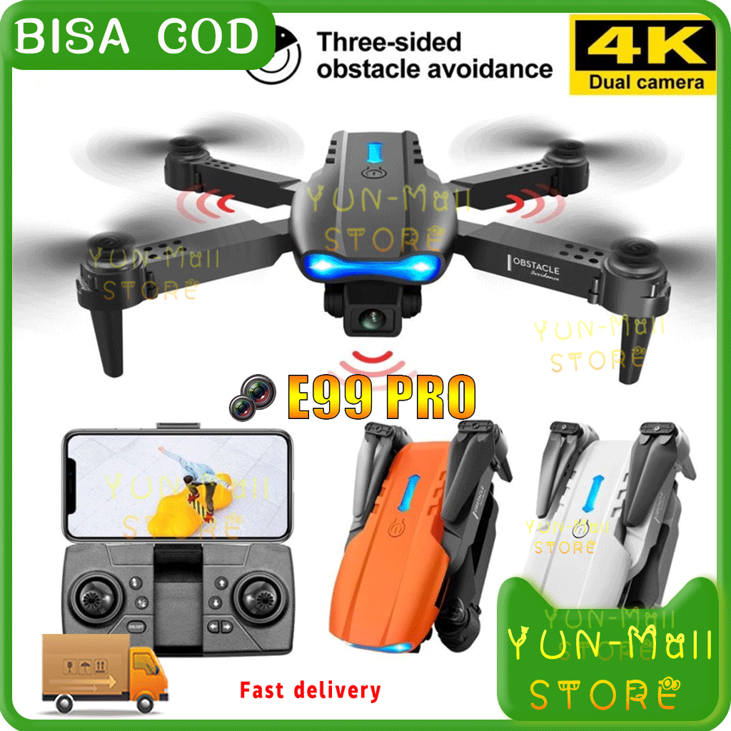 [Baterai Gratis] 2023 YUN TERBARU Drone E99 PRO Mini Drone Dual Kamera Drone Mini RC 4K HD Kamera WI