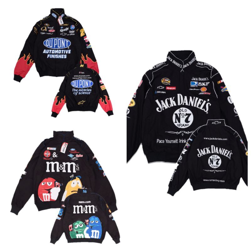 JAKET VARSITY NASCAR VINTAGE FULL BORDIR JAKET M&M RACING NASCAR JAKET NASCAR JAKET DUPONT VARSITY N