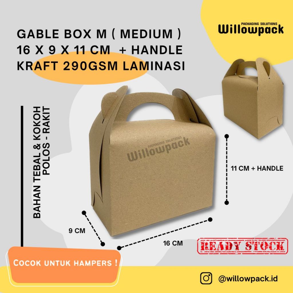 

GABLE BOX MEDIUM M 16x9x11 DUS TENTENG KRAFT LAMINASI