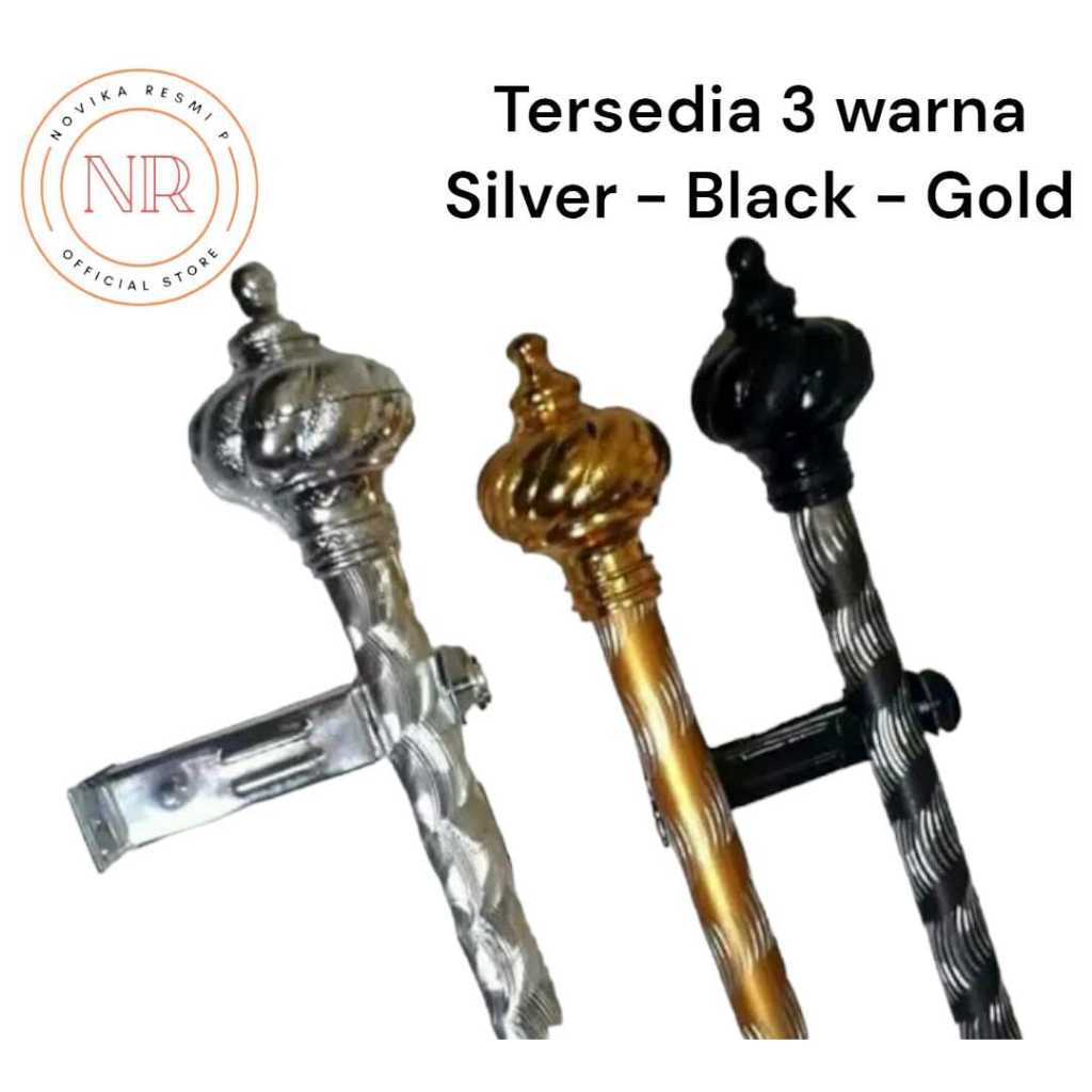 BATANG GORDENG UKURAN 100 CM GAGANG GORDEN FULLSET 1 METER PLUS MAHKOTA BRACKET SEPASANG