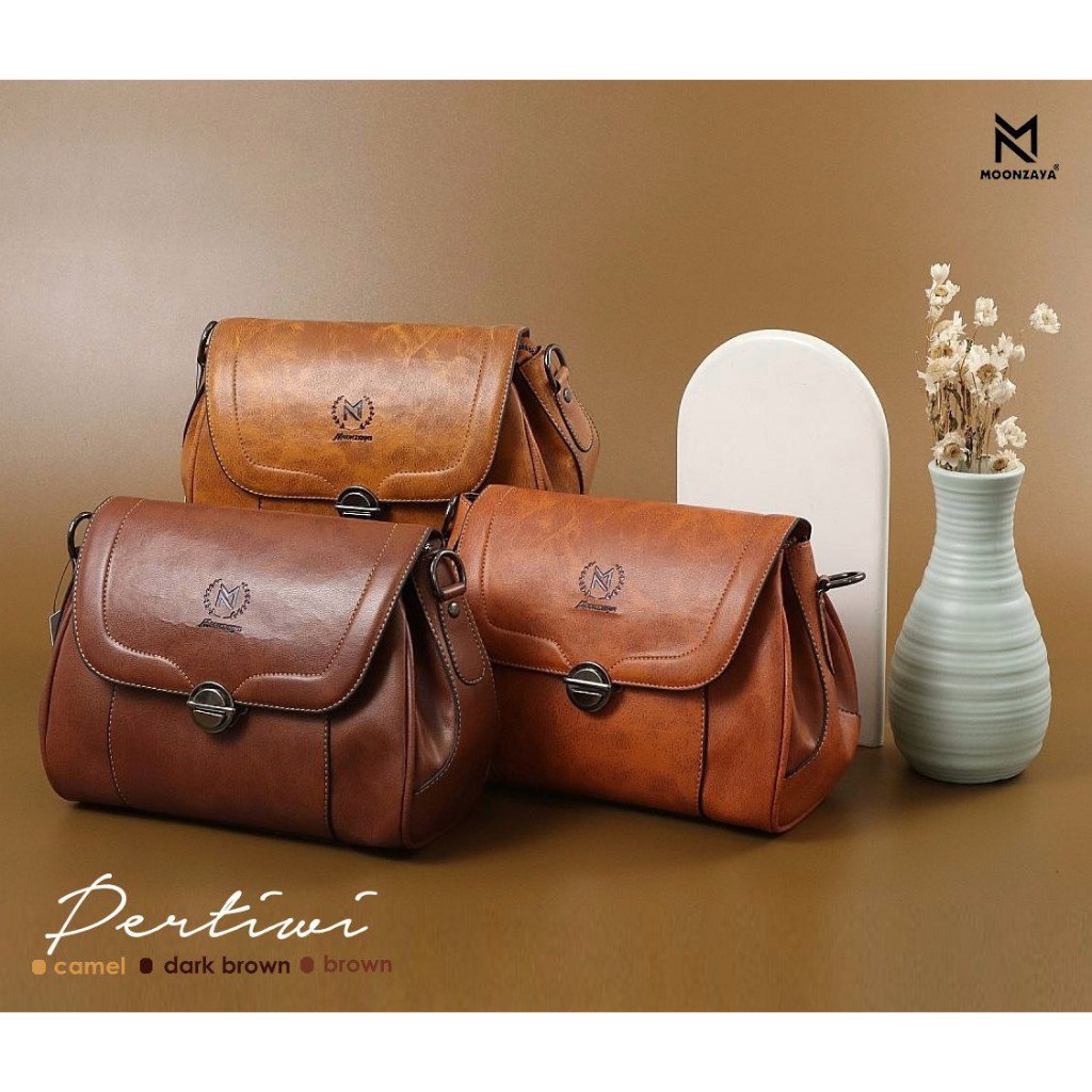Tas Moonzaya Terbaru Pertiwi Original Tas Selempang Wanita Remaja Vintage Kekinian Simpel Kulit Sint