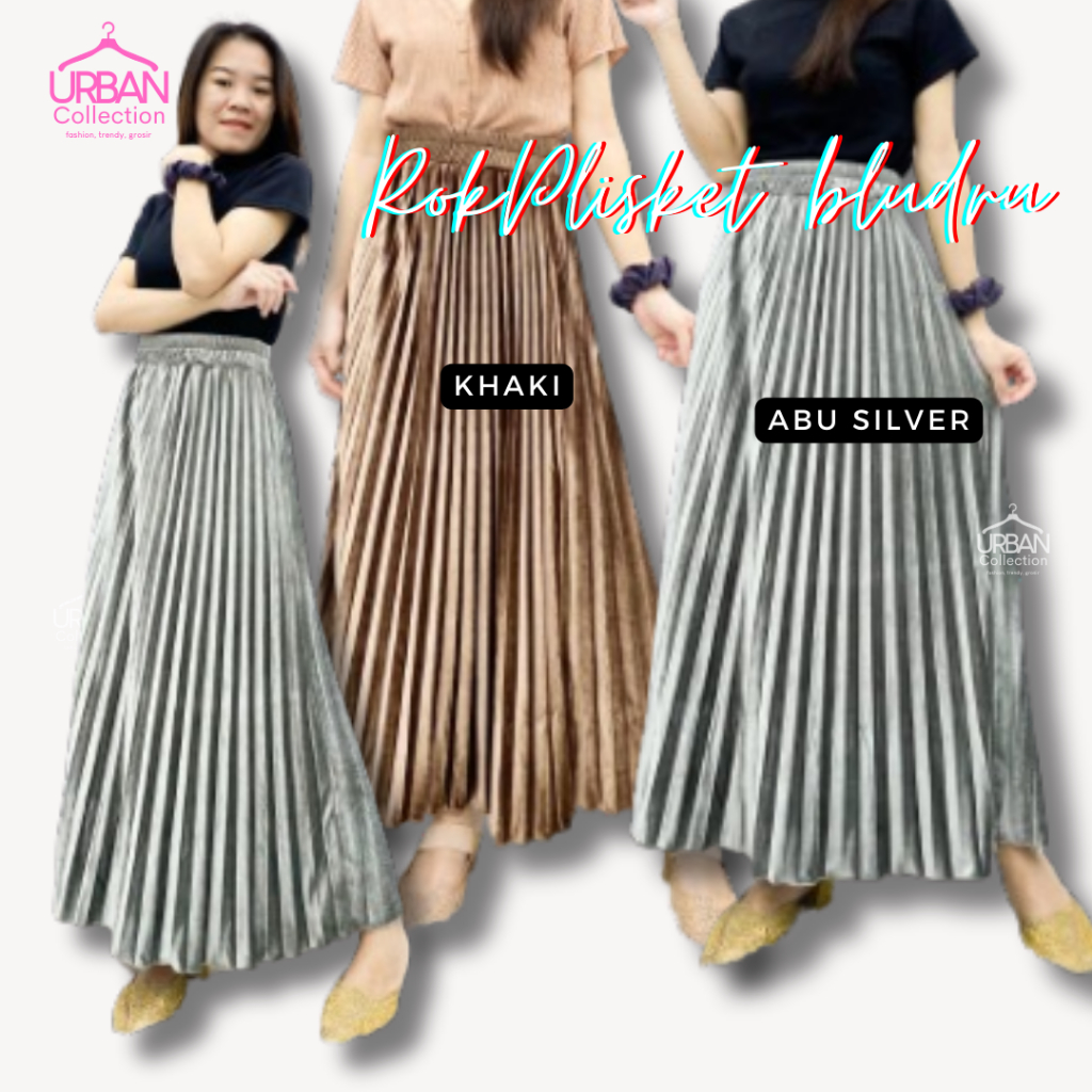 Rok Plisket Bludru Velvet Panjang Dewasa Premium Asli Bludru Korea style