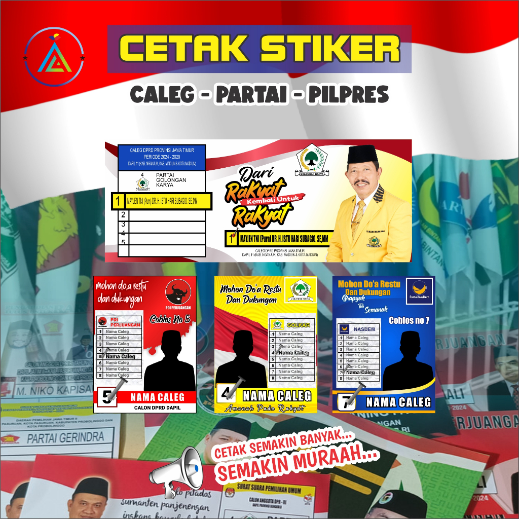 

Cetak Stiker Caleg Partai Kampanye - Sticker Pemilu Pilpres
