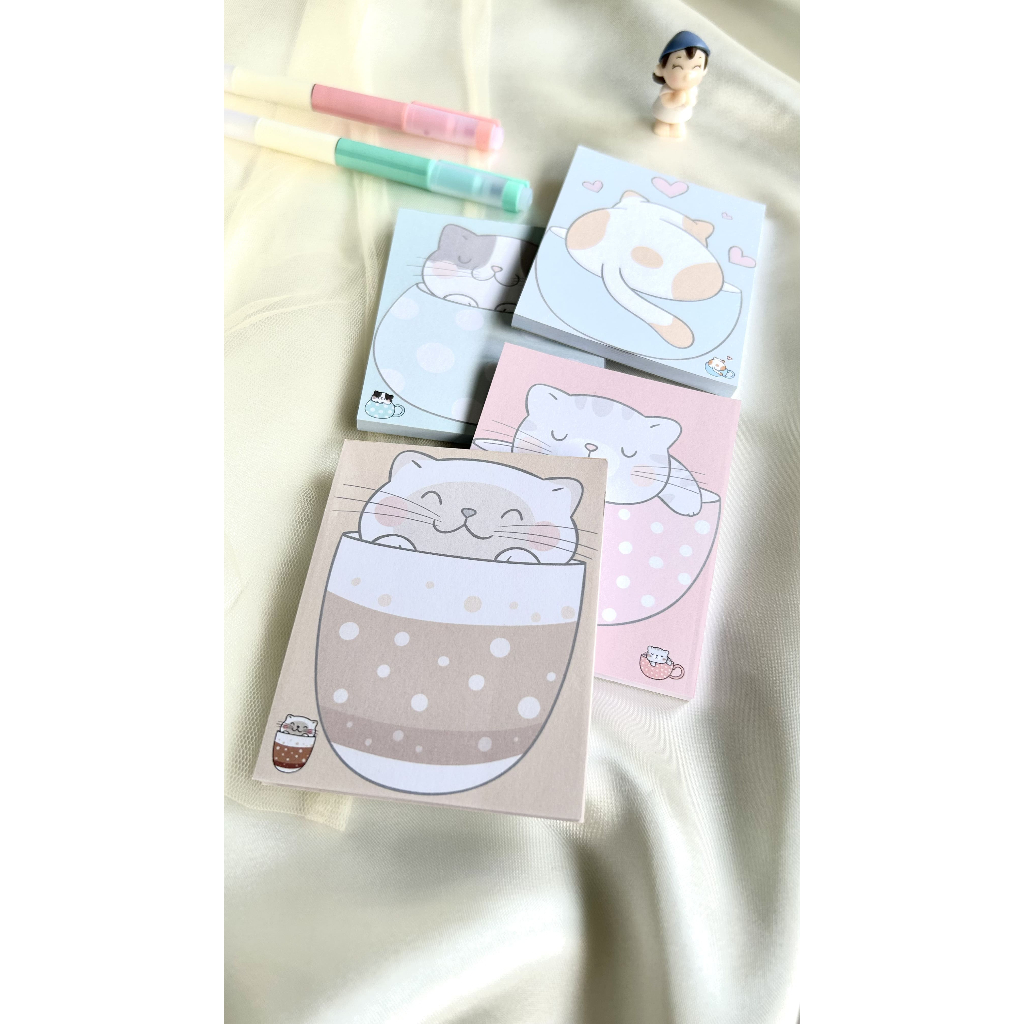 

HOUI - Memopad Lucu Cute Colorful // Memopad Kucing Set isi 4 8x10cm