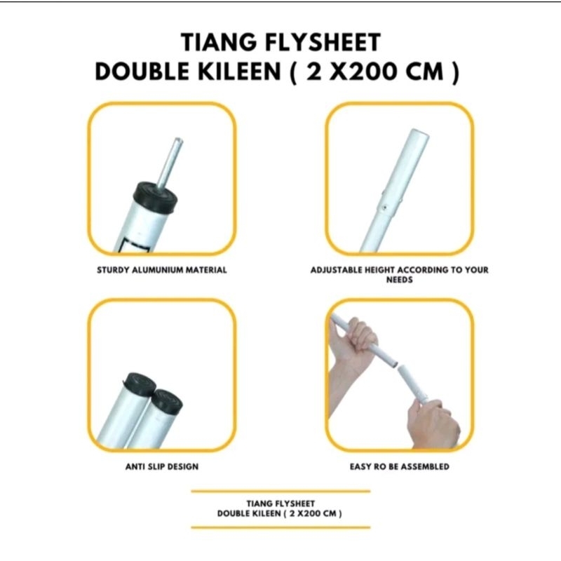 Tiang flysheet alumunium - Tiang tenda camping - Tiang flysheet camp out - tarptent