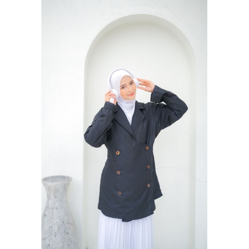 Long Outer Wanita Korean Style Jumbo Hitam
