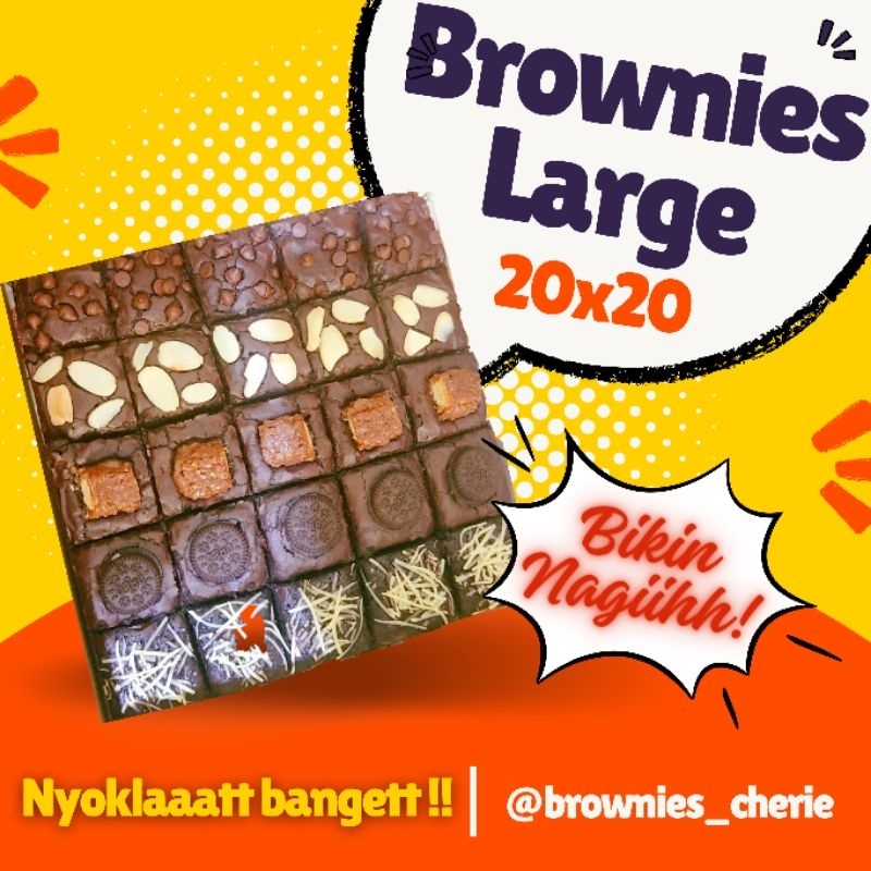 Fudgy Brownies Shiny Crush Premium Panggangan 20x20 Lembut Lumer dan Crispy
