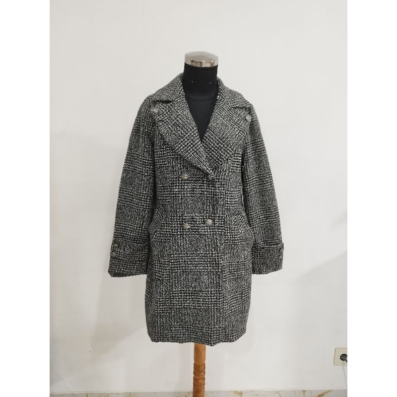 Coat wool tweed tartan HS /coat wool winter