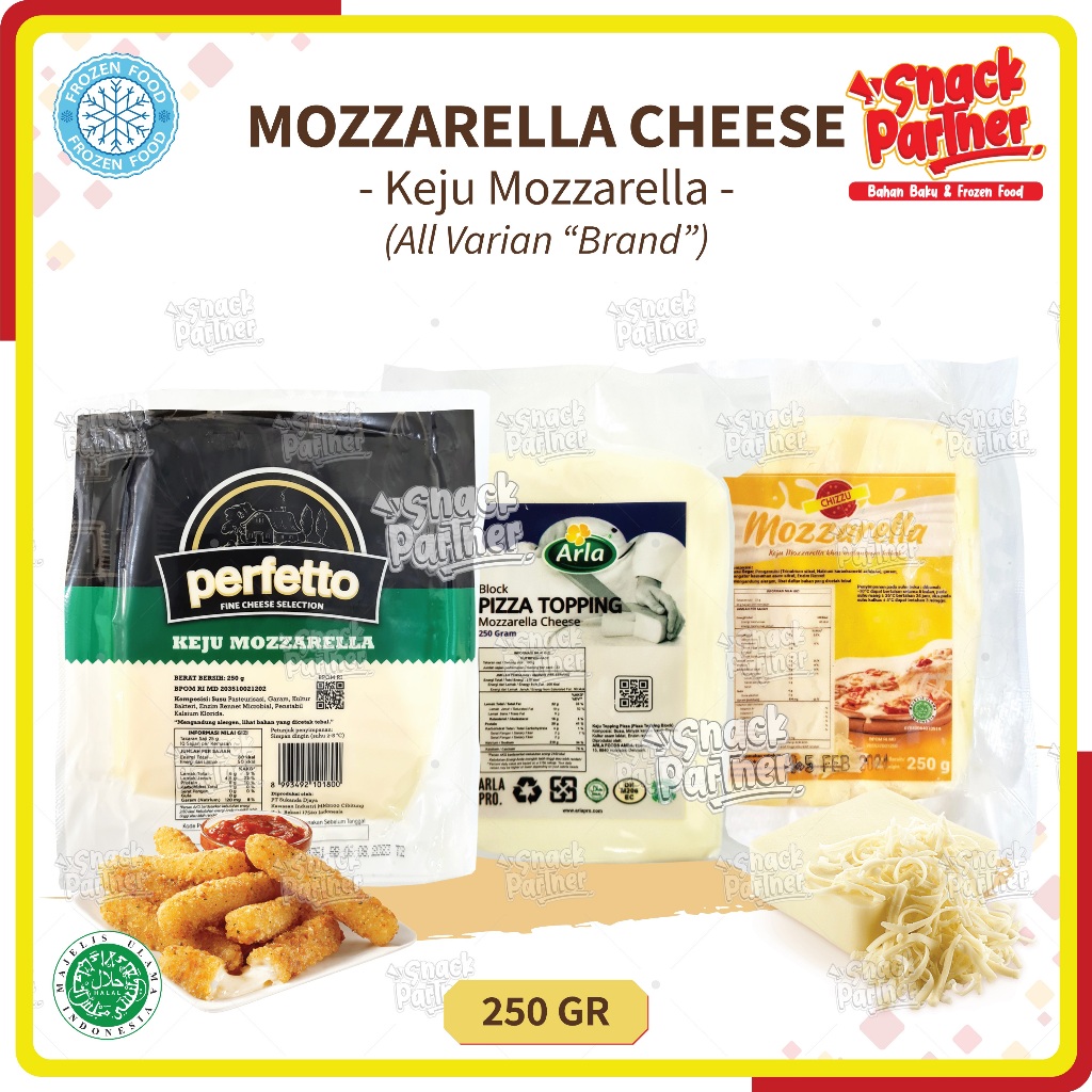 

MOZZARELLA 250 GR - PERFETTO ARLA CHIZZU - Keju Mozarela Mozarella - Topping Lumer Pizza Lasagna Spageti Spaghetti Roti Ayam Geprek Chizu Malang