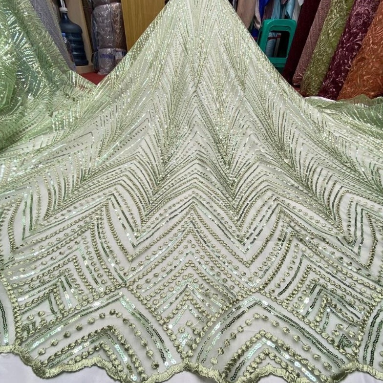 ♨ Tile Payet mutiara, Bahan kebaya Brokat swaroski payet ░