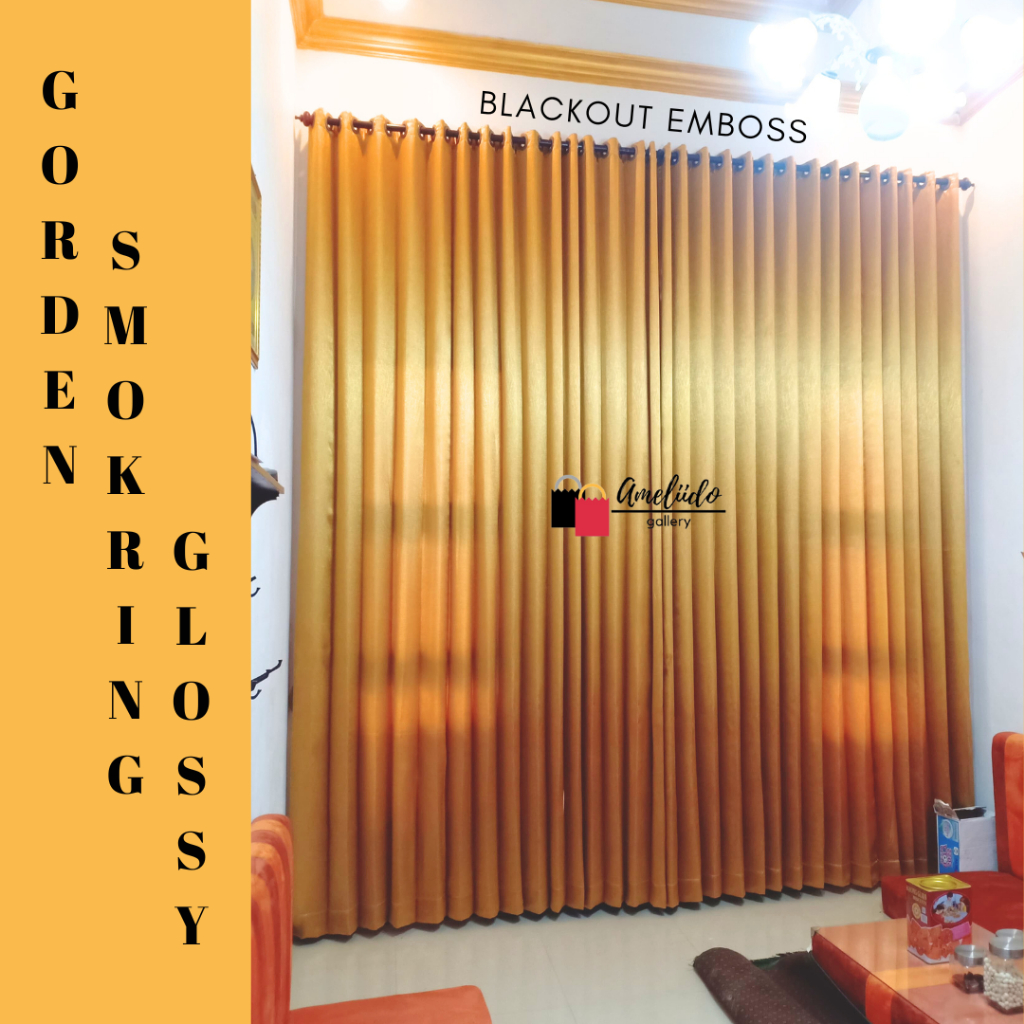 Gorden Smokring double Blackout 85% emboss / Gordyn Ruang Tamu Tirai Ruang Kamar Dekorasi Rumah