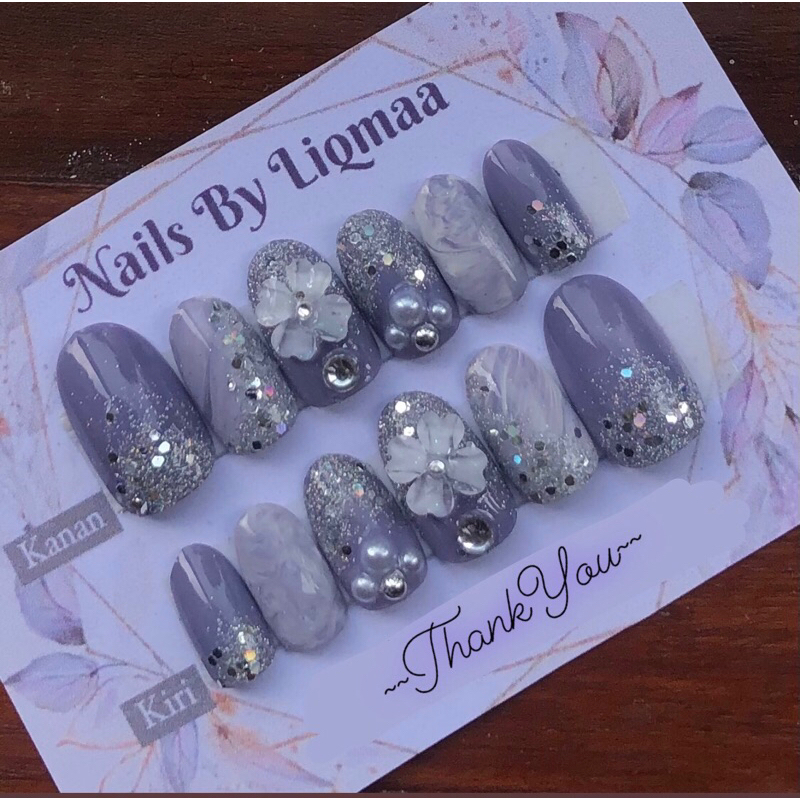 KUKU PALSU TARO KOMBINASI BUNGA/ NAIL ART TARO / KUKU PALSU WEDDING / NAIL ART WEDDING / NAIL ART